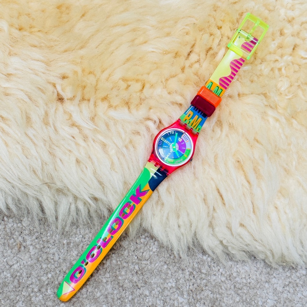 Unique & rare neon color 🌟 90s Swatch Watch wrist clock Swiss timepiece ⌚🕒